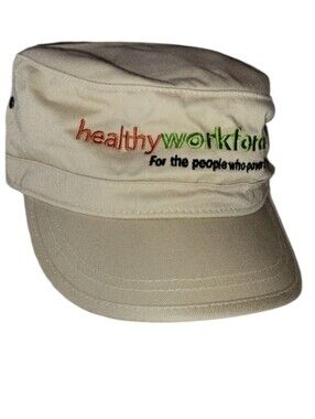 NWOT Beige Healthy Workforce Engineer Style Cap Adjustible Buckle Back OSFM